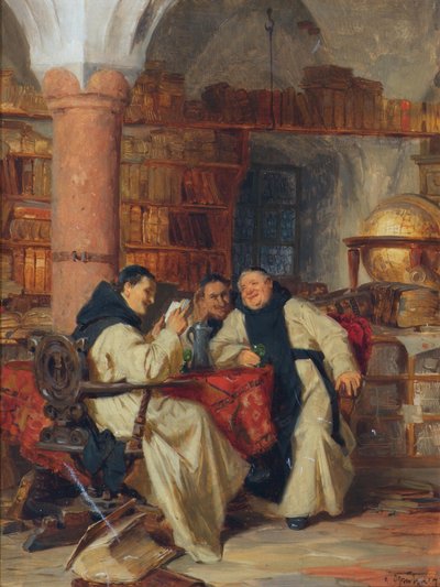 En la biblioteca del monasterio de Eduard Theodor Ritter von Grützner