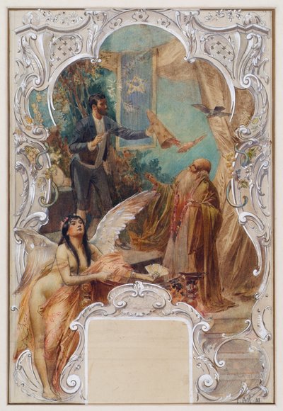 Prestidigitador (borrador para un mural en Varieté Ronacher, Viena) de Eduard Veith