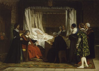 La Reina Isabel I de Castilla dictando su testamento de Eduardo Rosales Gallina