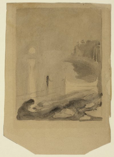 Un barco atado a un muelle de Edvard Munch