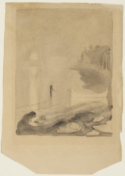 Un barco atado a un muelle de Edvard Munch