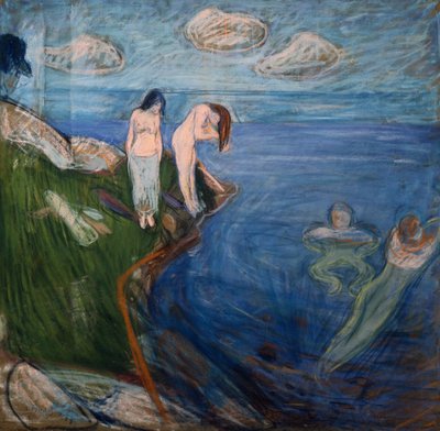 bañándose mujeres de Edvard Munch