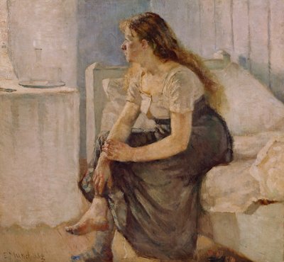 Chica sentada junto a la cama de Edvard Munch