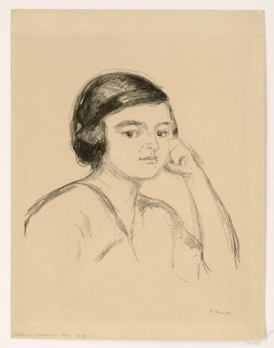 Mujer joven (mujer joven con la mano en la mejilla; muchacha con el brazo apoyado) de Edvard Munch