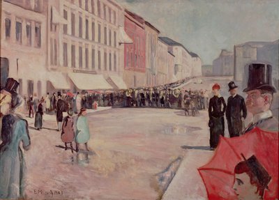 Banda militar en la calle Karl-Johann, Oslo de Edvard Munch