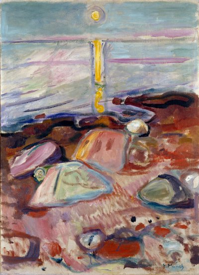Luz de luna en la playa de Edvard Munch