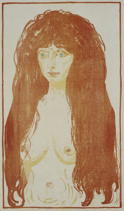 Mujer desnuda con pelo rojo y ojos verdes
Desnudo de pie con pelo rojo, c. 1901 de Edvard Munch