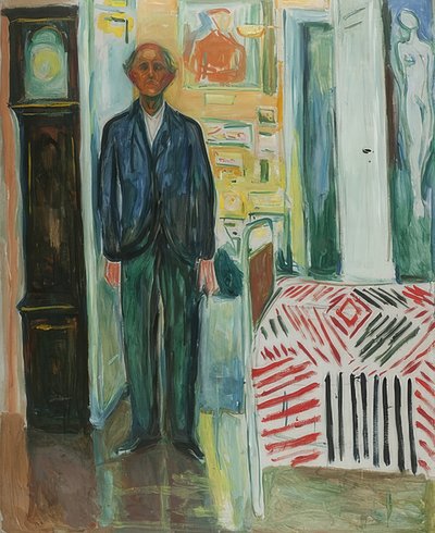 Autorretrato. Entre el reloj y la cama de Edvard Munch