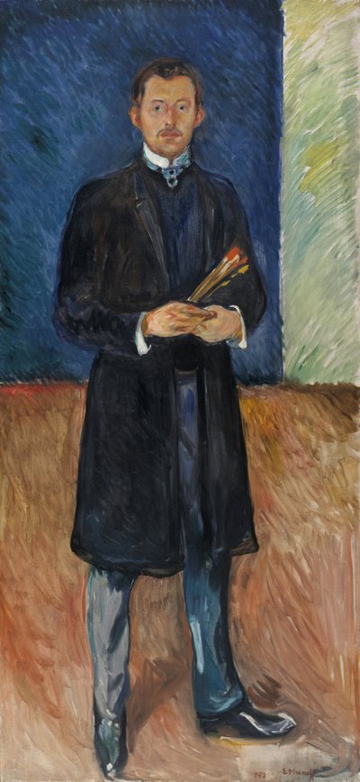 Autorretrato con pinceles de Edvard Munch