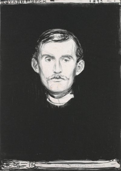 Autorretrato con Brazo de Esqueleto de Edvard Munch