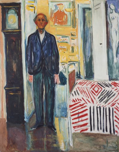 Autorretrato, Entre el Reloj y la Cama de Edvard Munch