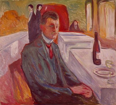 Autorretrato con vino (pintura) de Edvard Munch