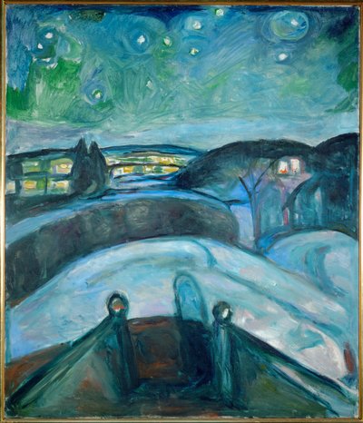 Noche estrellada, Ekely (pintura sobre lienzo) de Edvard Munch
