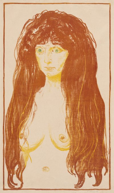 Mujer de cabello rojo y ojos verdes (El pecado) de Edvard Munch