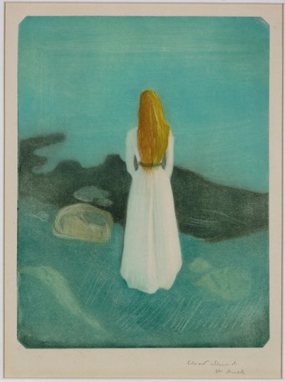 Mujer joven en la orilla del mar de Edvard Munch