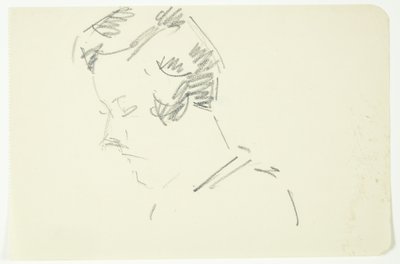 Estudio de retrato de la pintora Ellen Olrik, con la cabeza inclinada, perfil 7/8 hacia la izquierda de Edvard Weie