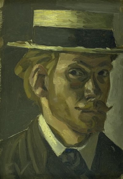 Autorretrato con sombrero de paja de Edvard Weie