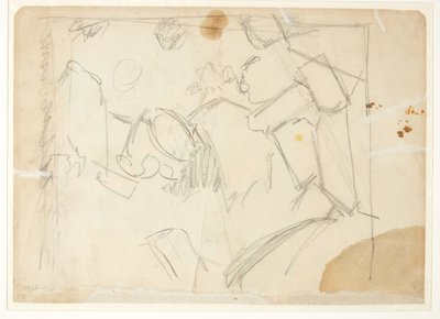 Boceto para un paisaje, tres figuras danzantes sugeridas de Edvard Weie