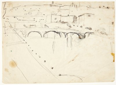 Vista desde una ventana en Lungarno sobre el río hacia Santo Spirito y las colinas de San Miniato, Florencia de Edvard Weie