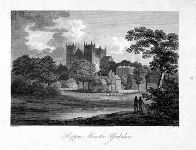 Ripon Minster, grabado por J. C. Smith de Edward (after) Dayes