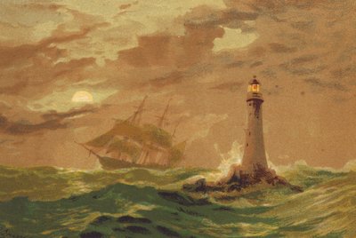 Faro Eddystone (litografía en color) de Edward (after) Duncan