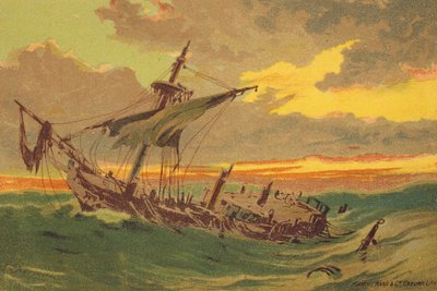 El barco abandonado (litografía en color) de Edward (after) Duncan