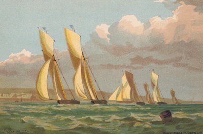 Yachts Racing, Off Erith (litografía en color) de Edward (after) Duncan