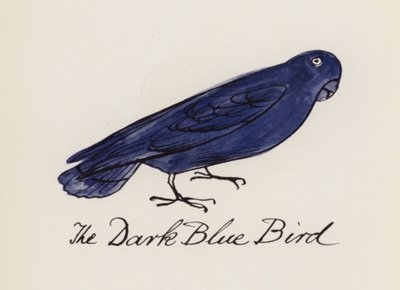 Edward Lear, El libro de los pájaros: El pájaro azul oscuro (litografia en color) de Edward (after) Lear