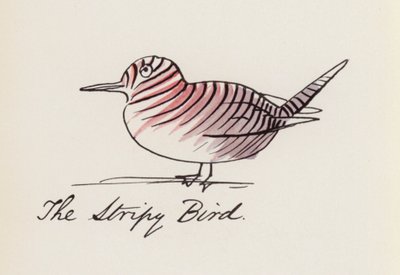 Edward Lear, El libro de los pájaros: El pájaro rayado (litografia en color) de Edward (after) Lear