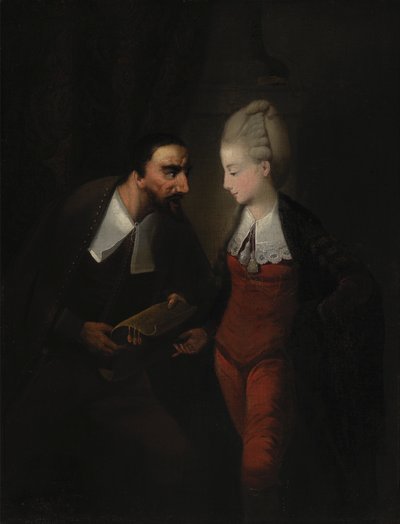 Porcia y Shylock, de la obra de Shakespeare "El mercader de Venecia", IV, i de Edward Alcock