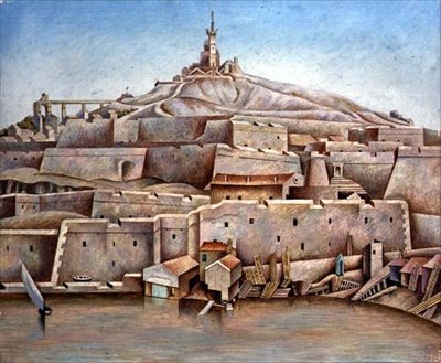 Marsella, c.1926 (temple sobre tabla) de Edward Alexander Wadsworth