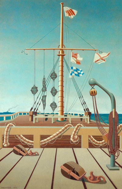 Estación de señales (embarcadero) (témpera sobre panel de madera) de Edward Alexander Wadsworth