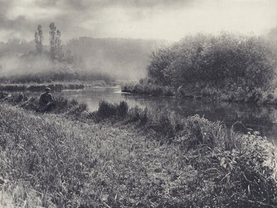 Una brumosa mañana de otoño en el Test (foto en blanco y negro) de Edward Alfred Barton