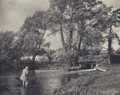 Pescando en un vendaval en Ramsbury (foto b/n) de Edward Alfred Barton