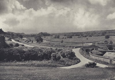 El Test Valley desde Chilbolton Down (foto en blanco y negro) de Edward Alfred Barton