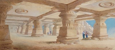 Templo excavado en la roca, Ellora, Maharashtra, India de Edward Arthur Heffer