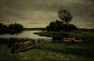 Lago con botes de remo de Edward Arthur Walton
