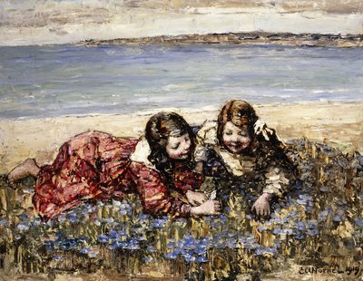 Recogiendo flores junto a la orilla del mar de Edward Atkinson Hornel
