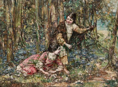 Chicas en un bosque de Edward Atkinson Hornel