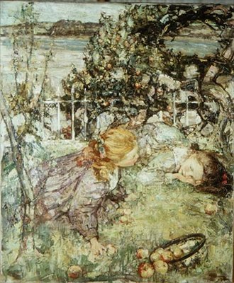 Chicas en un huerto de Edward Atkinson Hornel