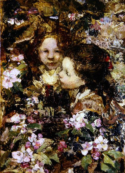 Dos niñas entre flores de Edward Atkinson Hornel