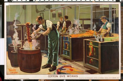 Cotton Dye Works, de la serie "Empire Trade is Growing" (litografía en color) de Edward Barnard Lintott