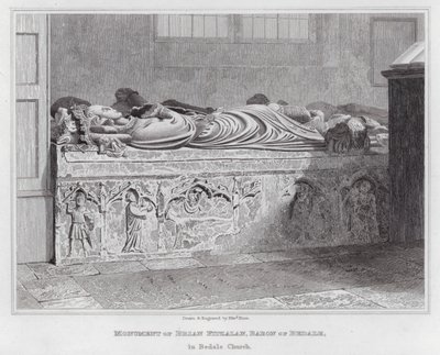 Monumento de Brian Fitzalan, Barón de Bedale, en la Iglesia de Bedale (grabado) de Edward Blore
