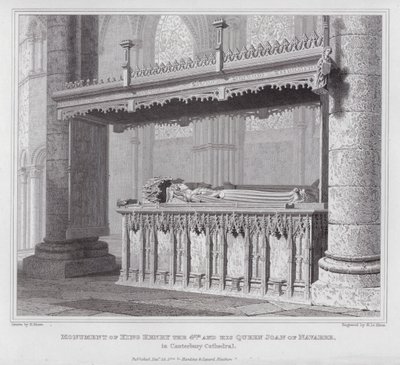 Monumento del rey Enrique IV y su reina Juana de Navarra, en la Catedral de Canterbury (grabado) de Edward Blore