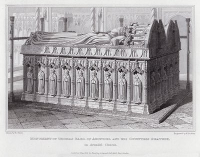 Monumento de Thomas Conde de Arundel y su Condesa Beatrix, en la Iglesia de Arundel (grabado) de Edward Blore