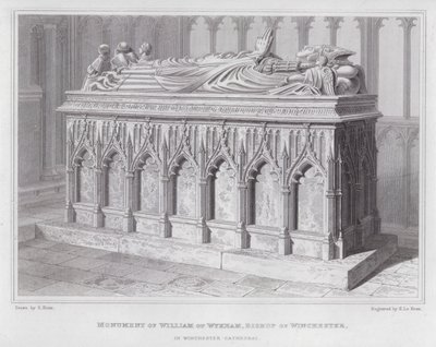 Monumento de William of Wykham, Obispo de Winchester, en la Catedral de Winchester (grabado) de Edward Blore