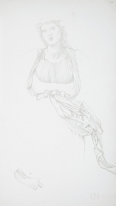 Estudio de torso femenino y drapeado de Edward Burne-Jones