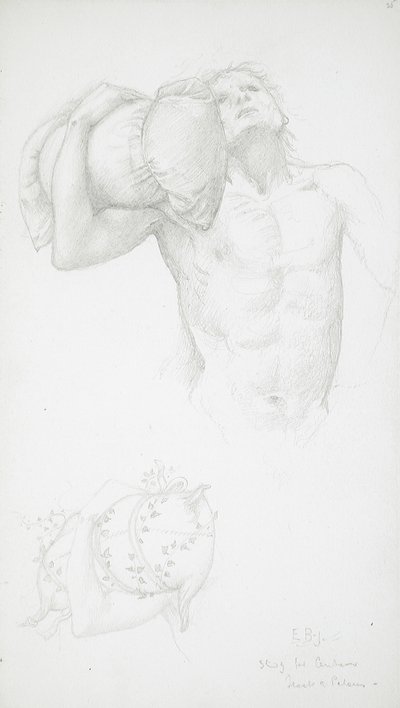 Desnudo masculino sosteniendo un cojín de Edward Burne-Jones