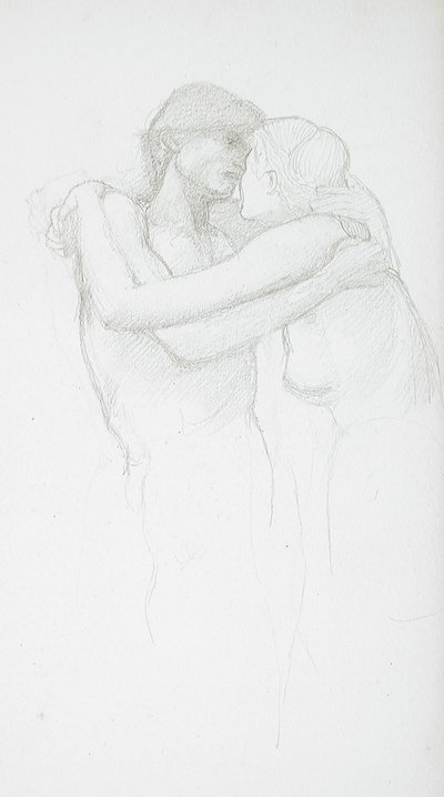 Pareja desnuda abrazándose de Edward Burne-Jones