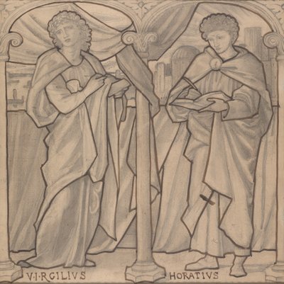 Diseño preparatorio para una vidriera, Virgilio y Horacio de Edward Burne-Jones